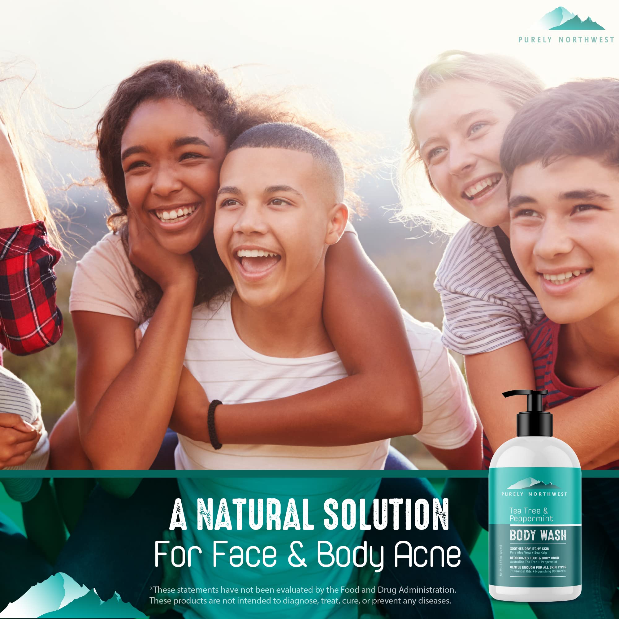 Purely Northwest fórmula natural con árbol de té y menta para piel limpia
