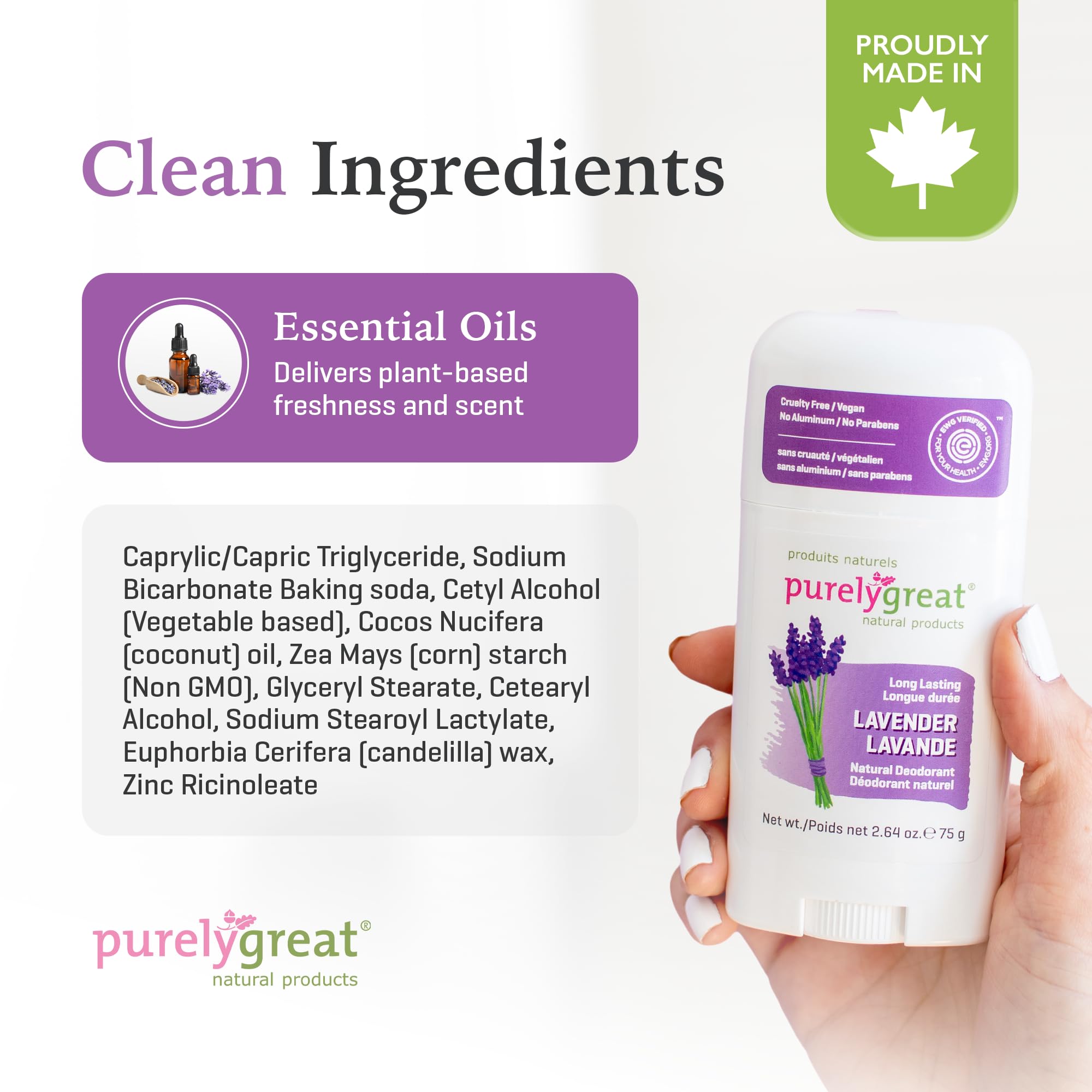 Purelygreat desodorante lavanda para viaje, tamaño de bolso