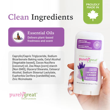 Purelygreat desodorante lavanda para viaje, tamaño de bolso