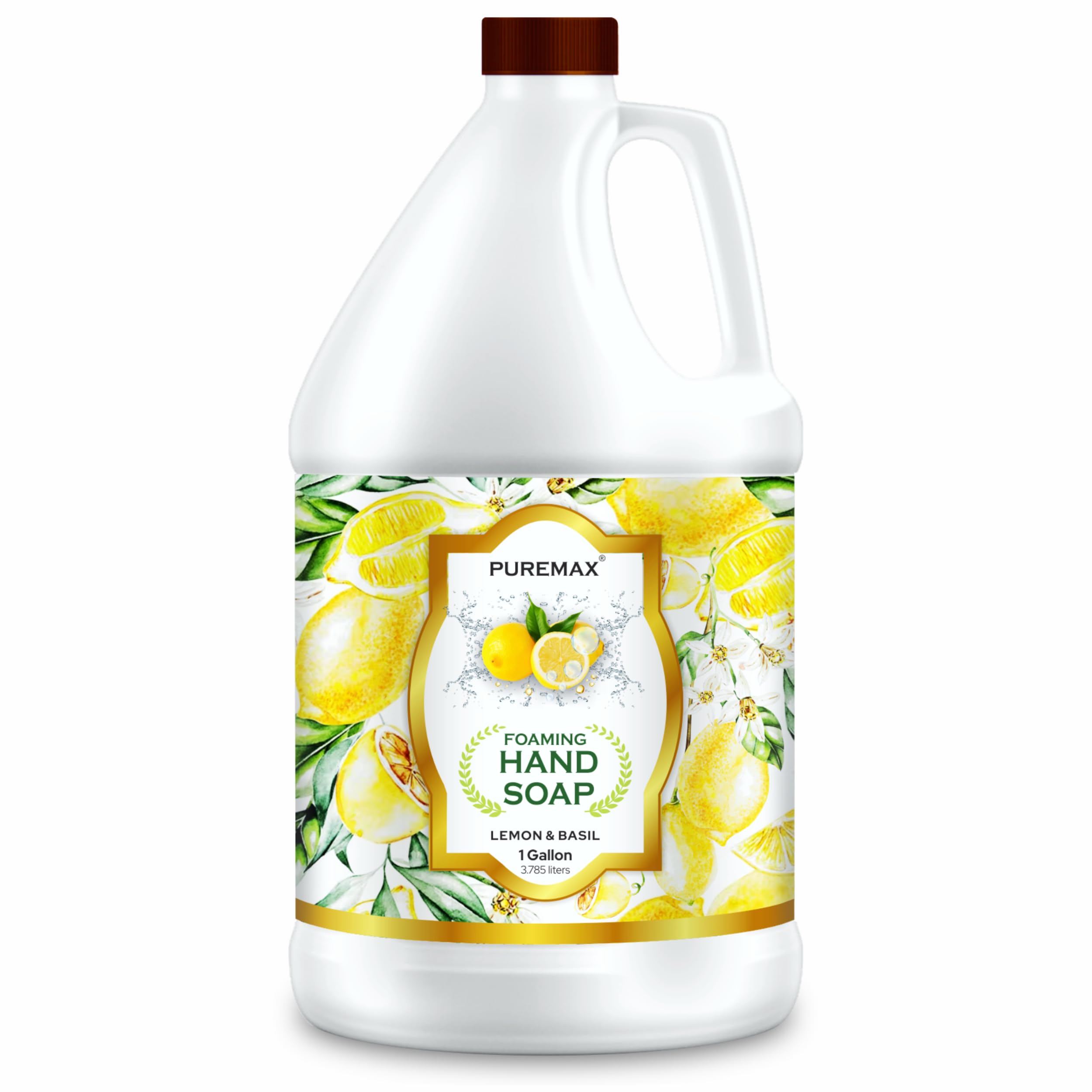 Puremax jabóN de manos espumoso con limón y albahaca, textura suave para la piel.