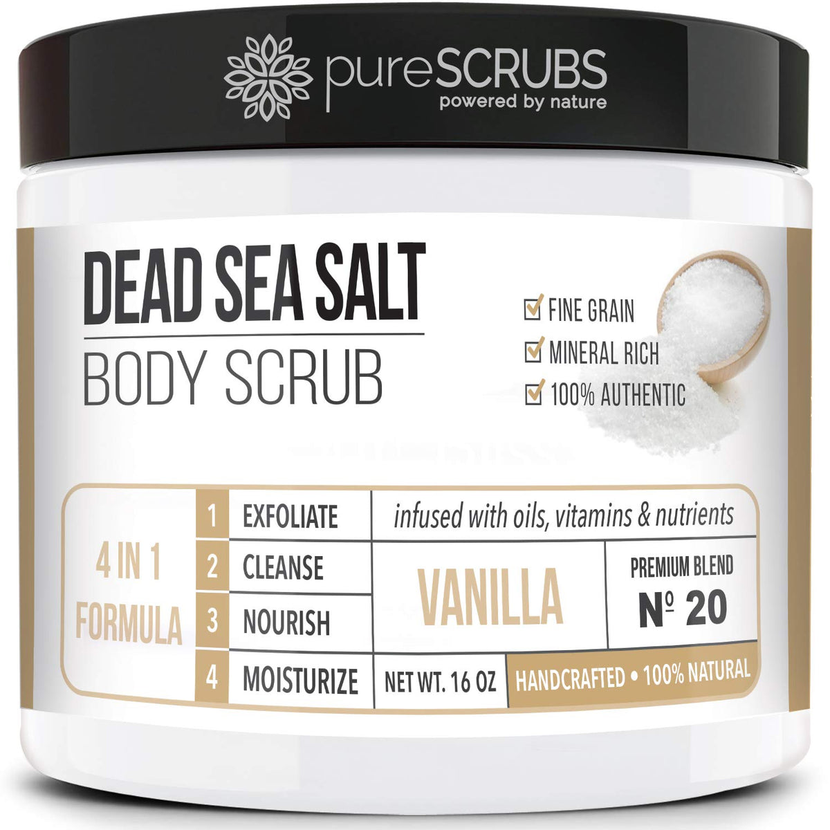 PureSCRUBS exfoliante de vainilla en pote 16oz para piel suave