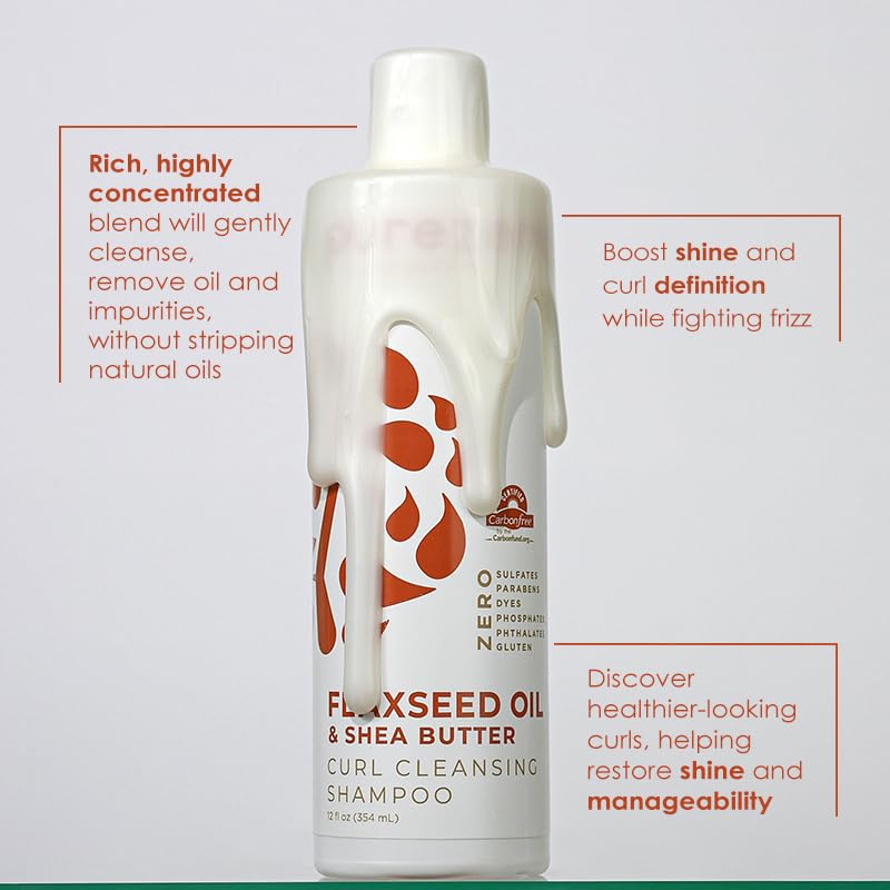 Aceite de linaza y manteca de karité en champú, hidratación suave para rizos.
