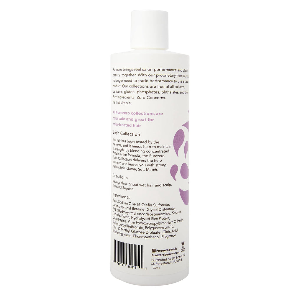 Purezero Biotina Champú sin sulfatos, ideal para cabello con volumen.