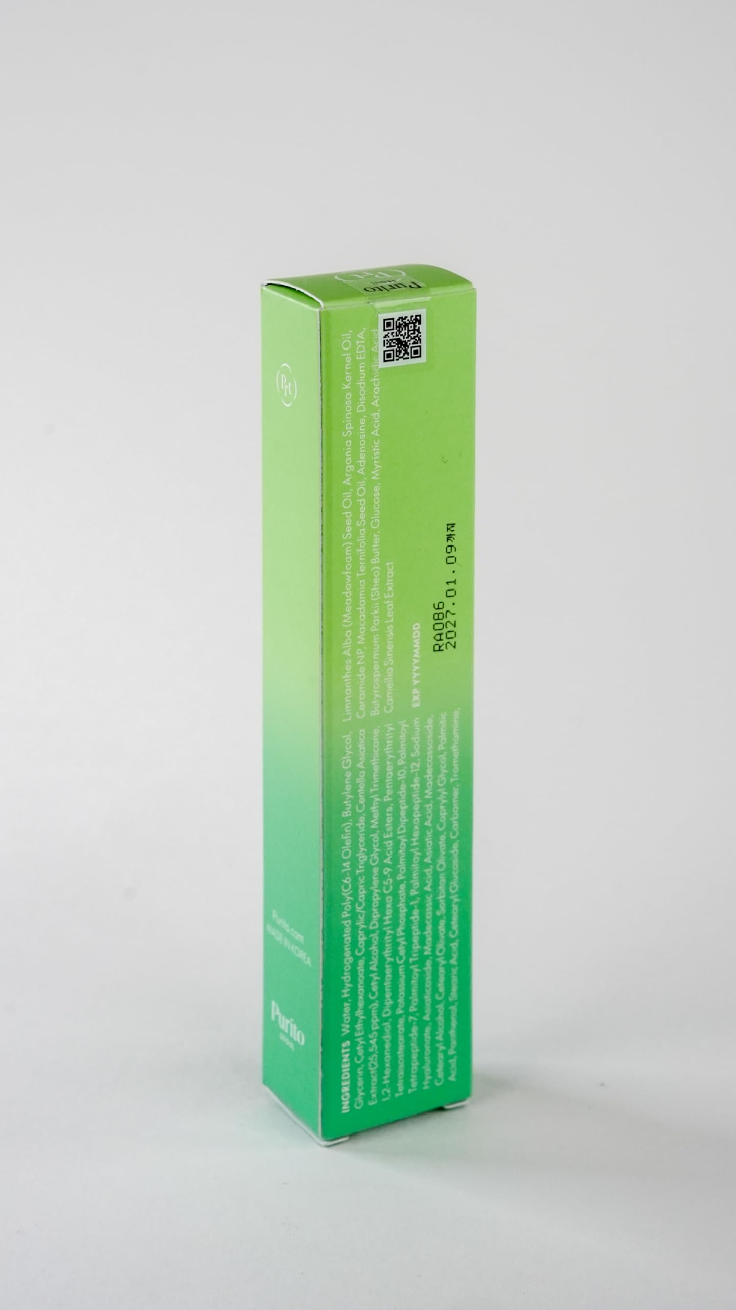 Purito Centella sin fragancia, ingrediente centella coreana para alivio calmante.
