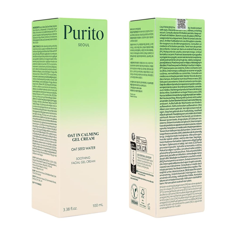 Purito crema en gel calmante de avena en rutina diaria.