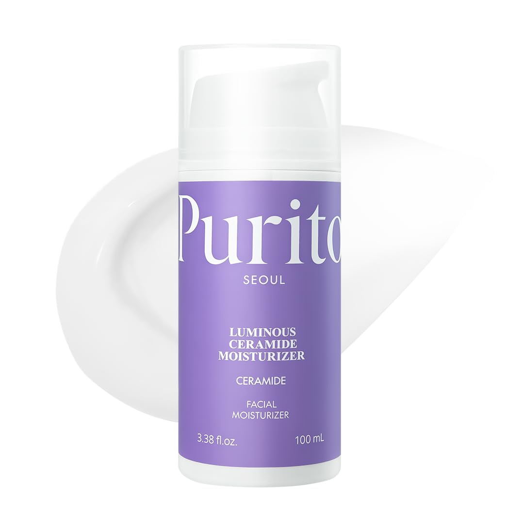Purito hidratante luminoso con ceramidas para piel sensible.
