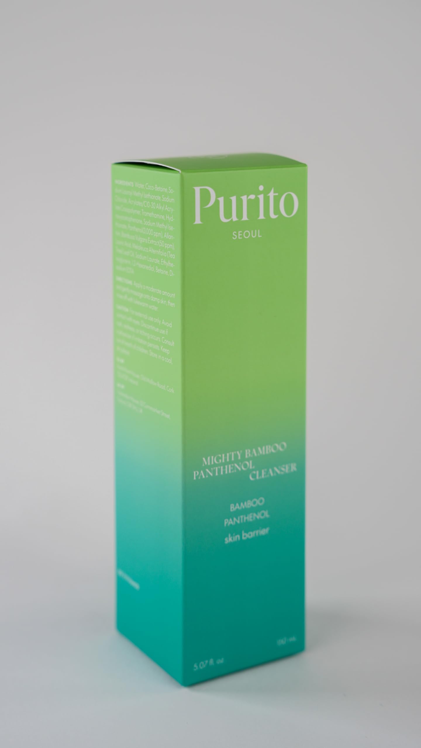 Purito Mighty Bamboo Panthenol Cleanser, apto para piel sensible y libre de crueldad.