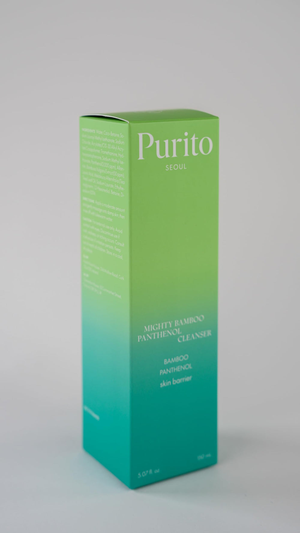 Purito Mighty Bamboo Panthenol Cleanser, apto para piel sensible y libre de crueldad.