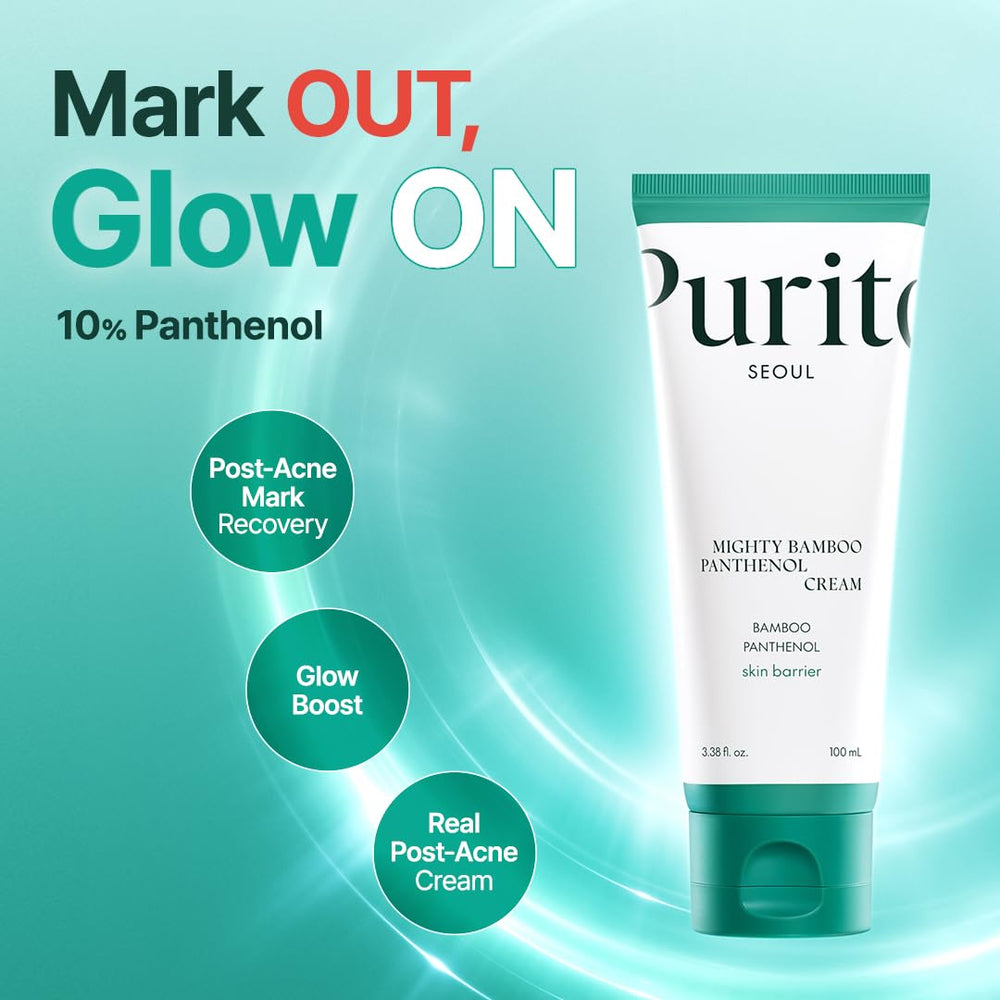 Purito Panthenol 10% post‑acné, ingredientes clave: panthenol y niacinamida.
