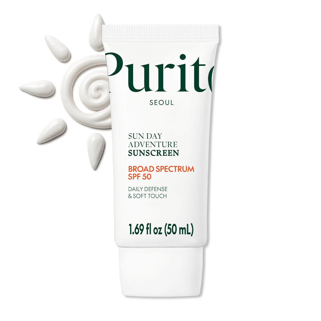 Purito protector solar SPF50 con textura ligera que se absorbe al instante.