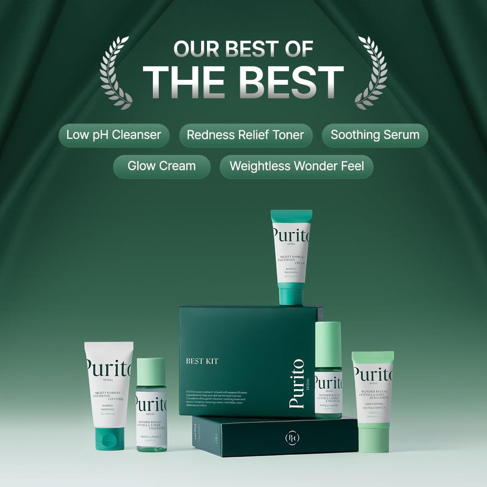 Purito Seoul Best Kit, tónico de centella sin perfume para restablecer la hidratación.