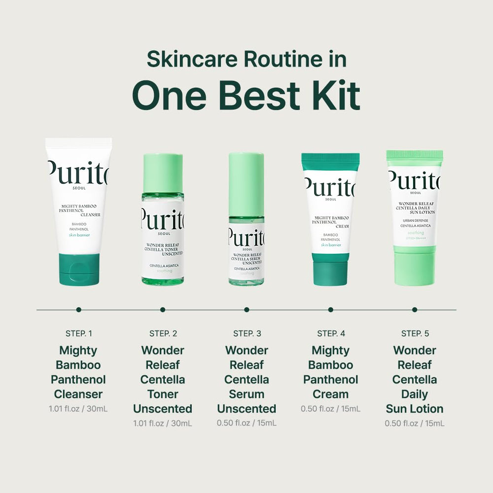 Purito Seoul Best Kit, uso diario sencillo con textura suave y absorción rápida.
