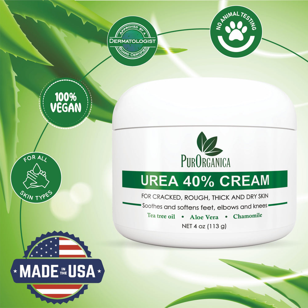 PurOrganica Urea 40% Foot Cream used to target calluses and thick skin on feet.