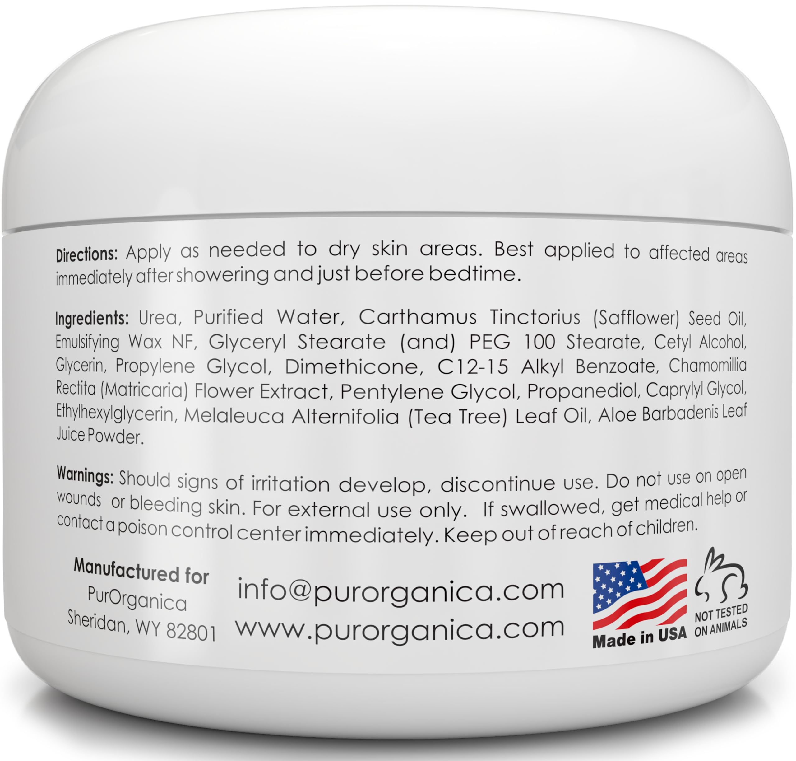 PurOrganica Urea 40% Foot Cream suitable for feet, elbows, and hands care.
