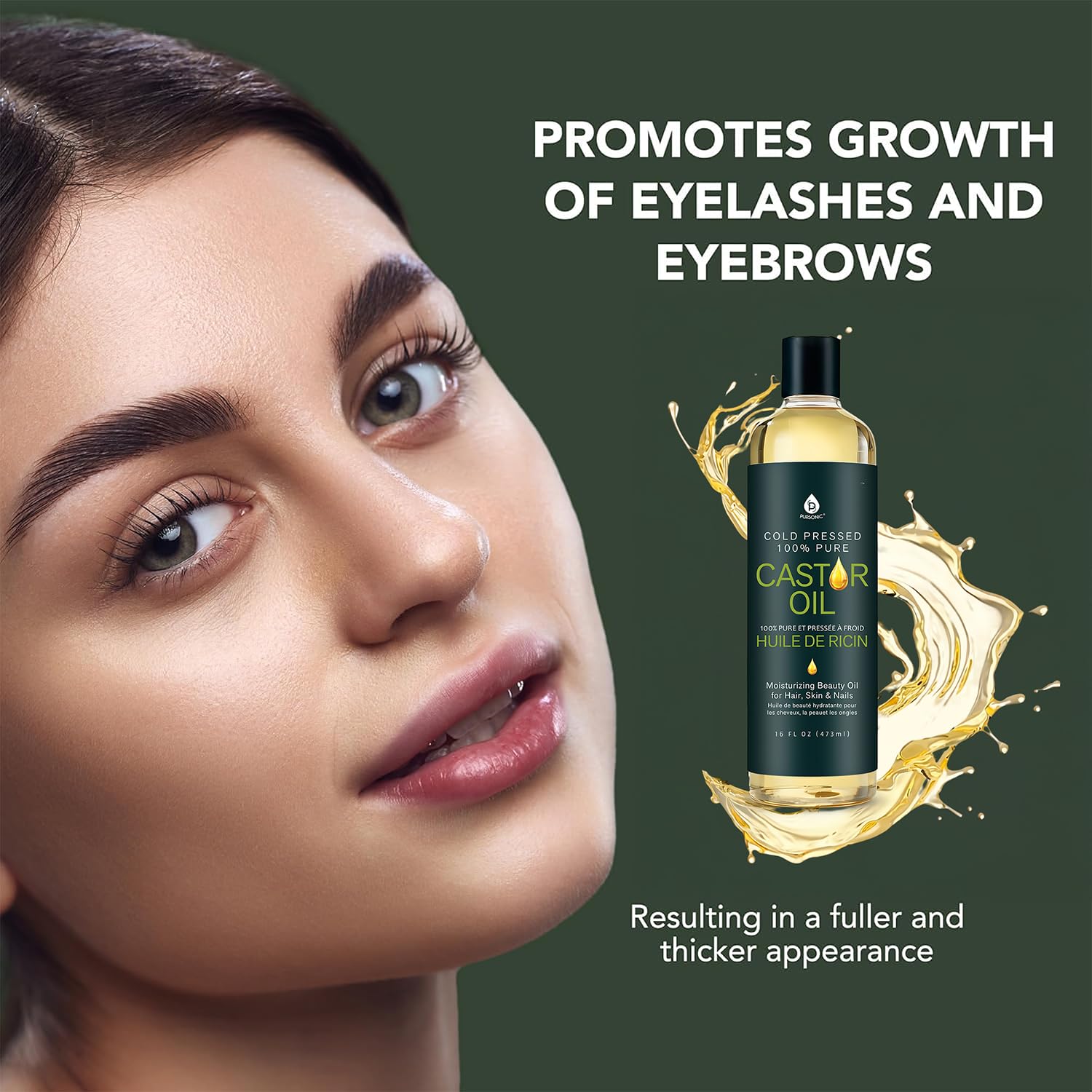 Pursonic Aceite de Ricino: remoción suave de maquillaje y sebo para piel limpia