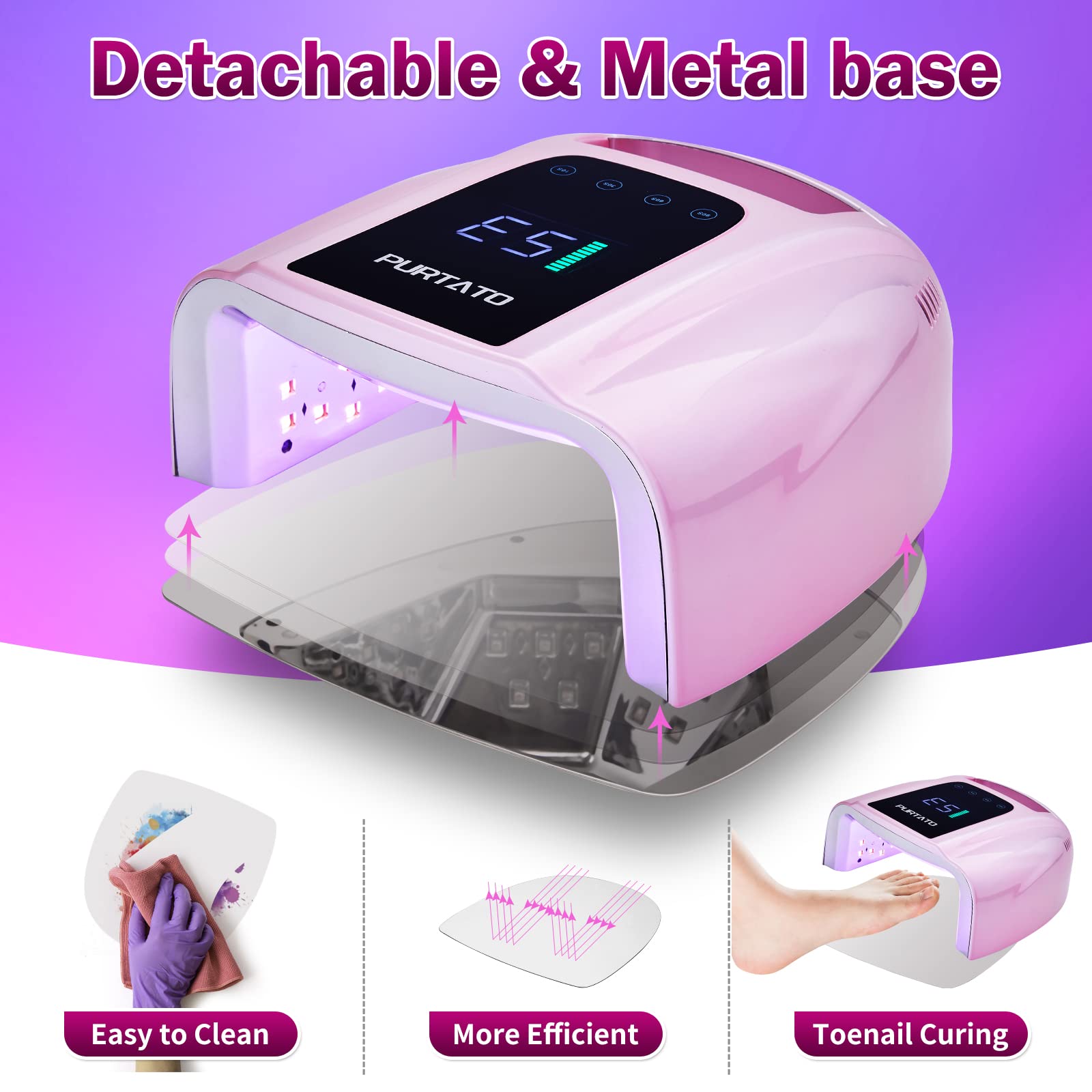 Purtato base metal removible para limpieza rápida