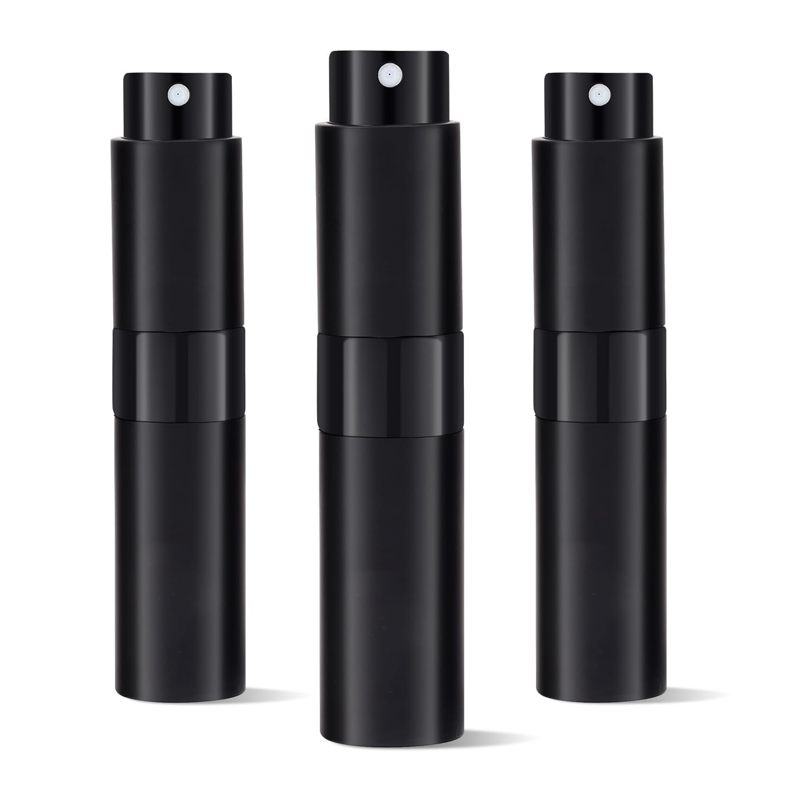 Putmhim frasco de viaje de 8 ml en negro, fácil de llevar.