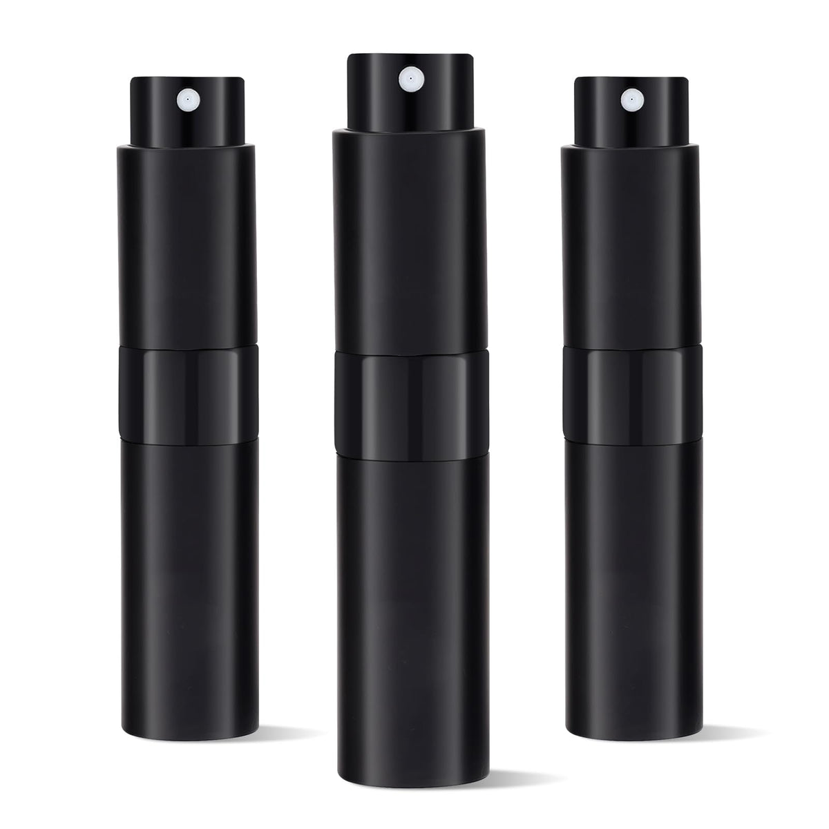 Putmhim frasco de viaje de 8 ml en negro, fácil de llevar.