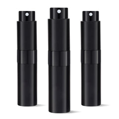 Putmhim frasco de viaje de 8 ml en negro, fácil de llevar.