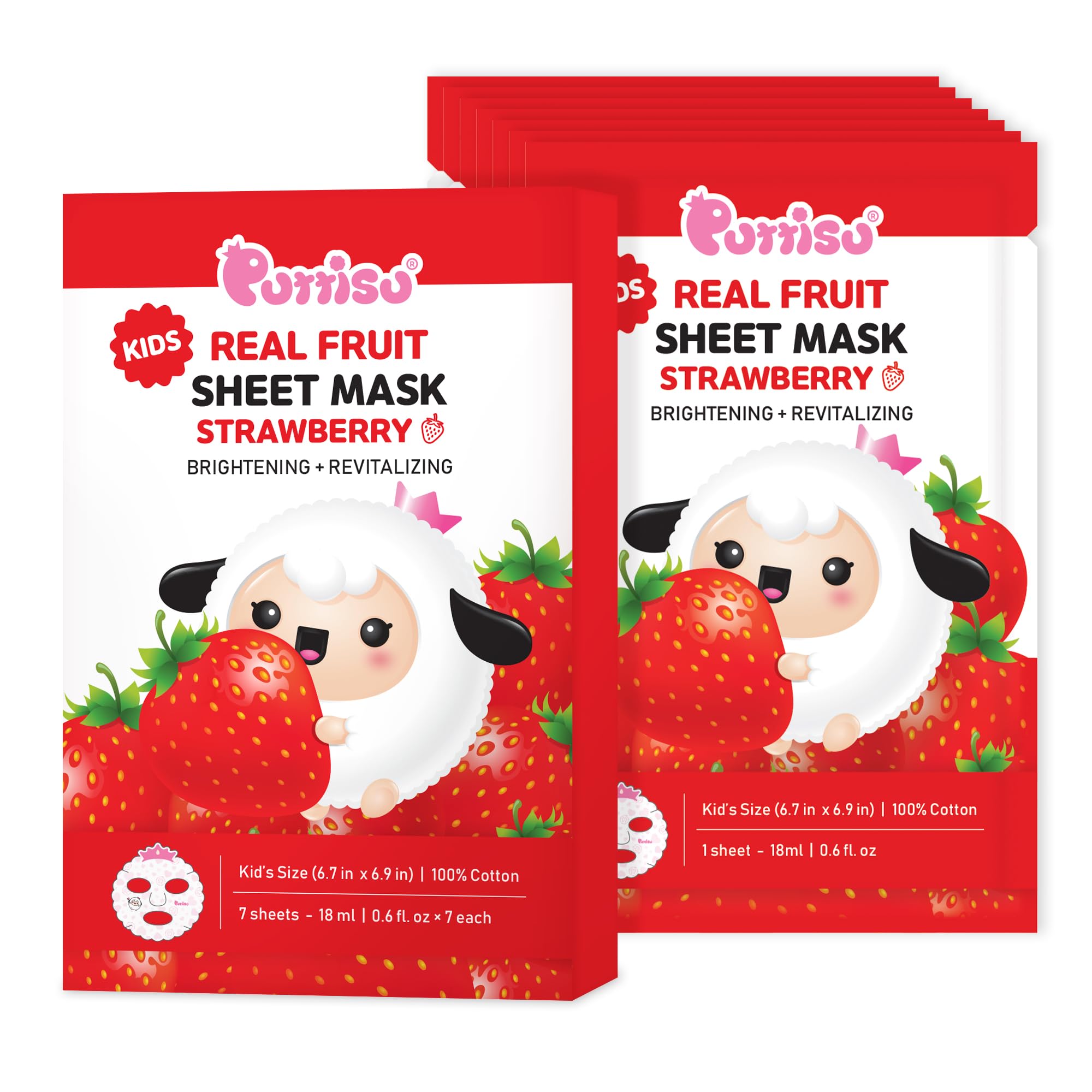 Puttisu mascarilla infantil de hoja frutal, textura suave para piel sensible.
