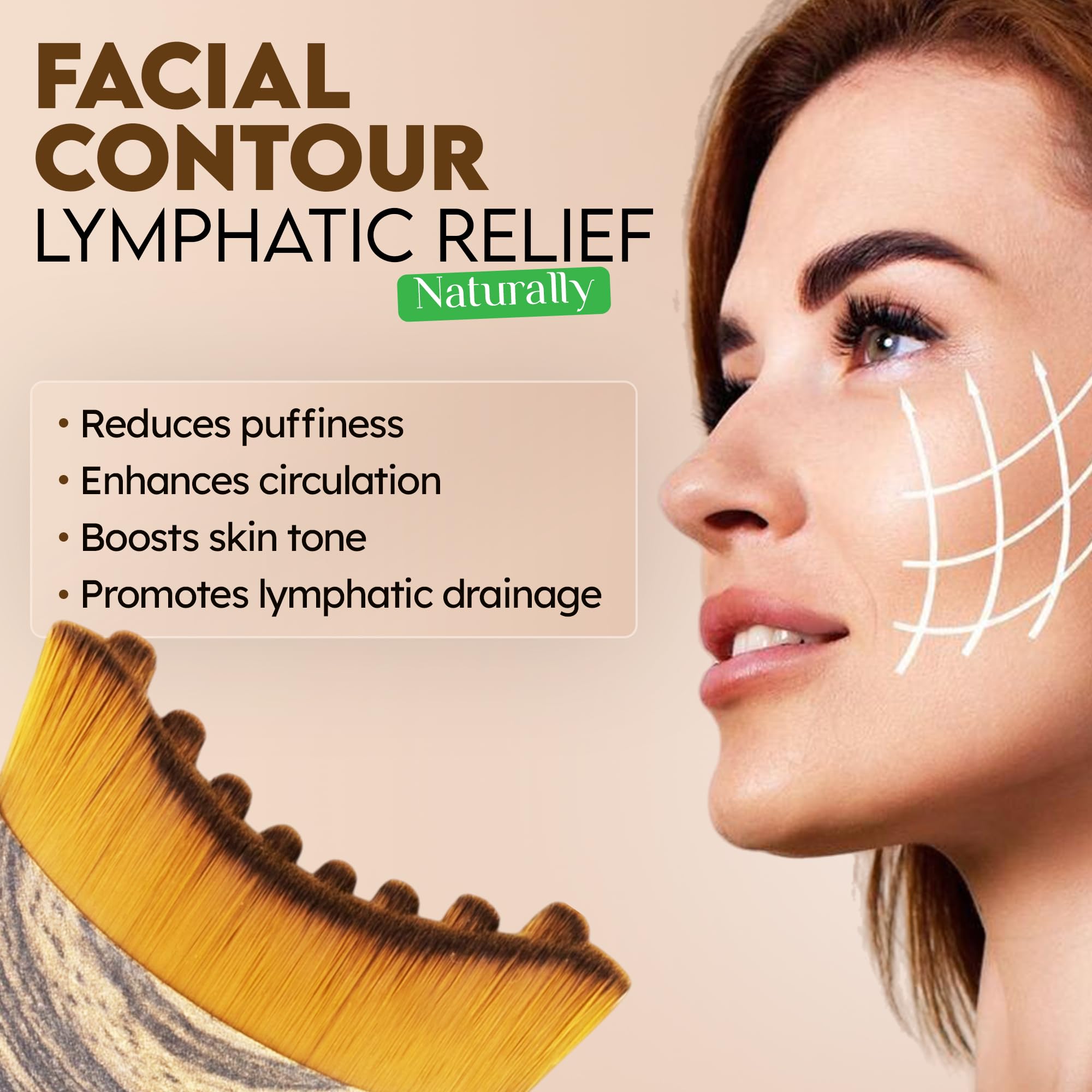 Puur House cepillo drenaje linfático facial para desinflamar ligeramente