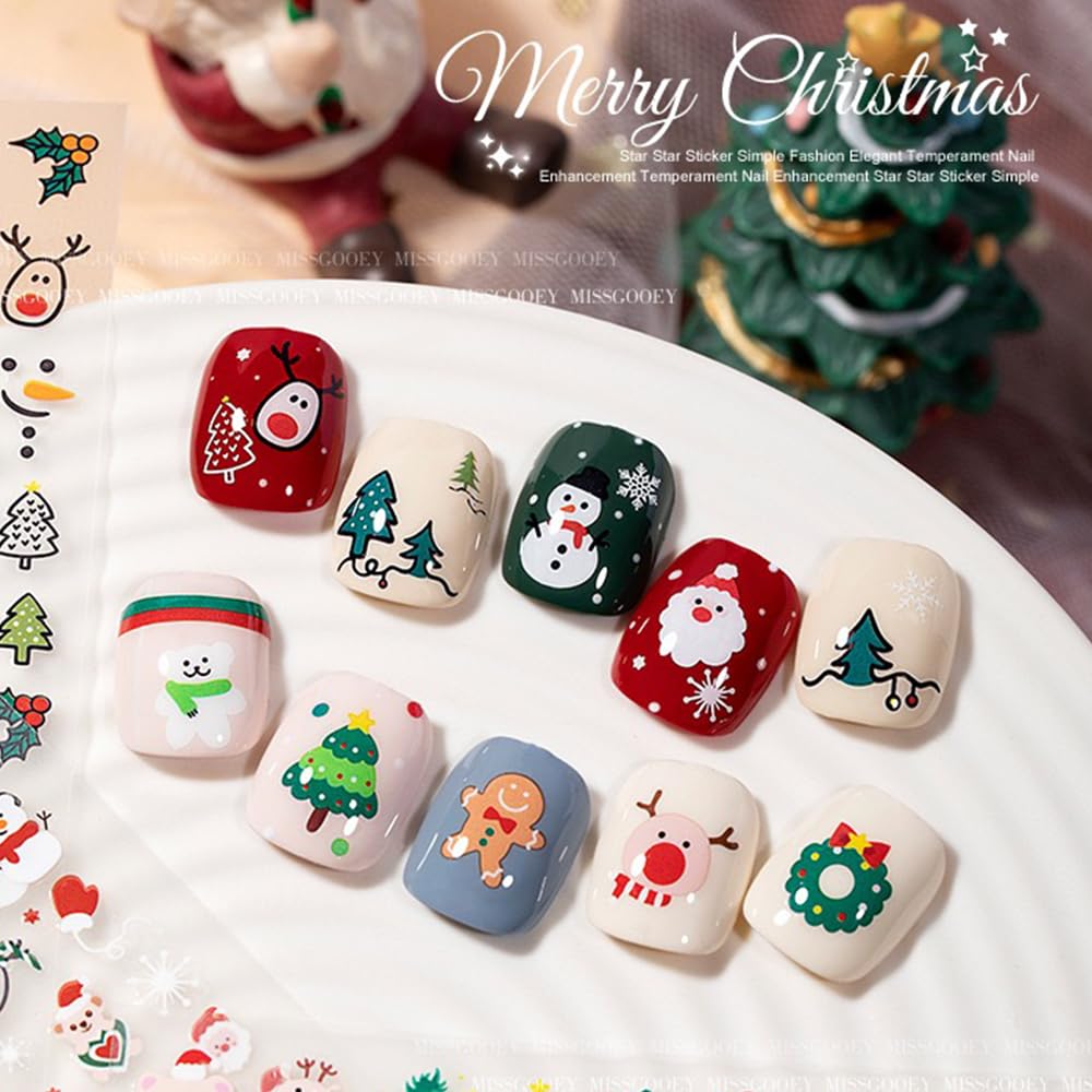 Puyokinm estrellas 3D, efecto brillante para uñas navideñas.