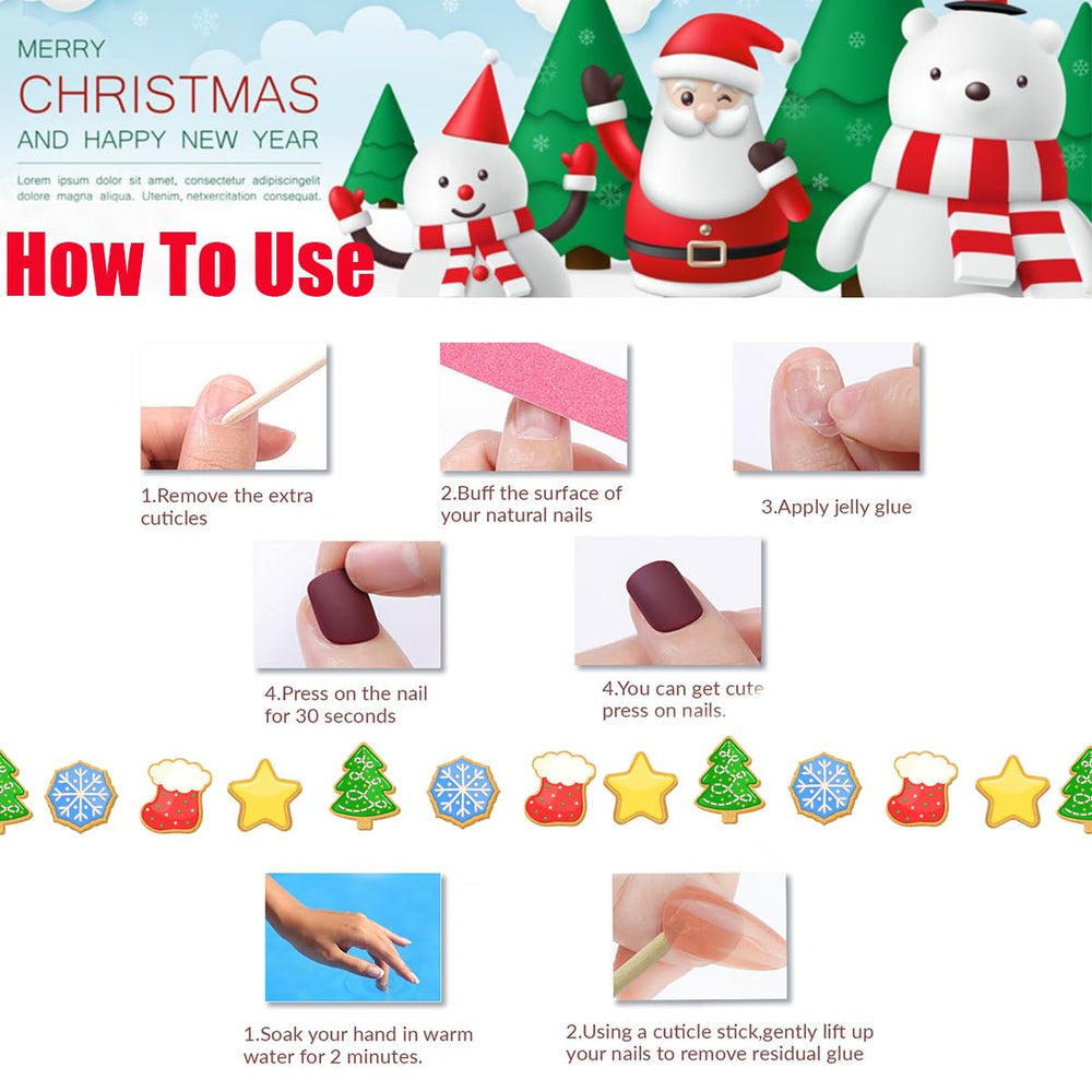Puyokinm uñas navidad forma almendra, ajuste cómodo y natural.