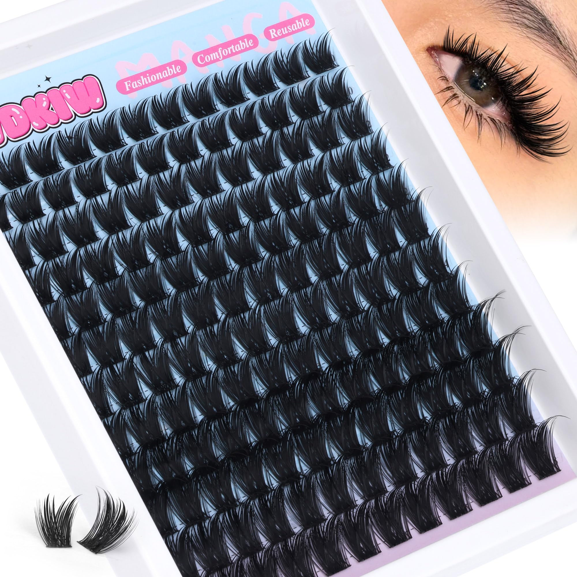 PVDKIW grupos de pestañas volumen ligero con rizo C para un look natural.
