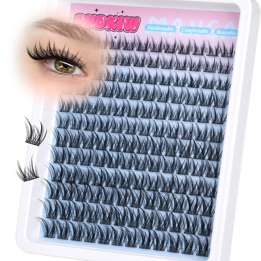 PVDKIW Pestañas naturales en clúster 10 mm para mirada suave.