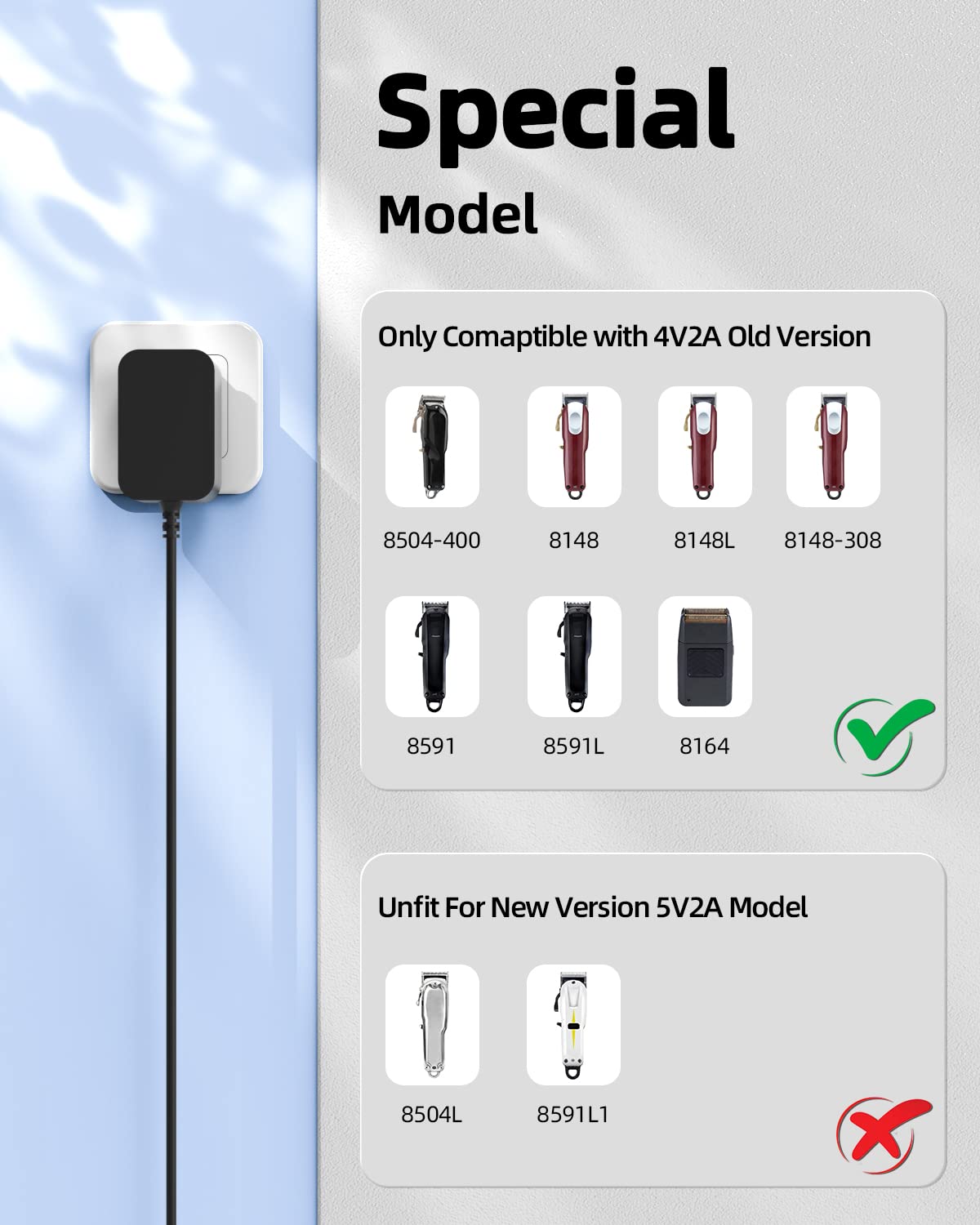 Pwept cargador 4V para Wahl Clipper Magic 8164, diseño compacto para casa