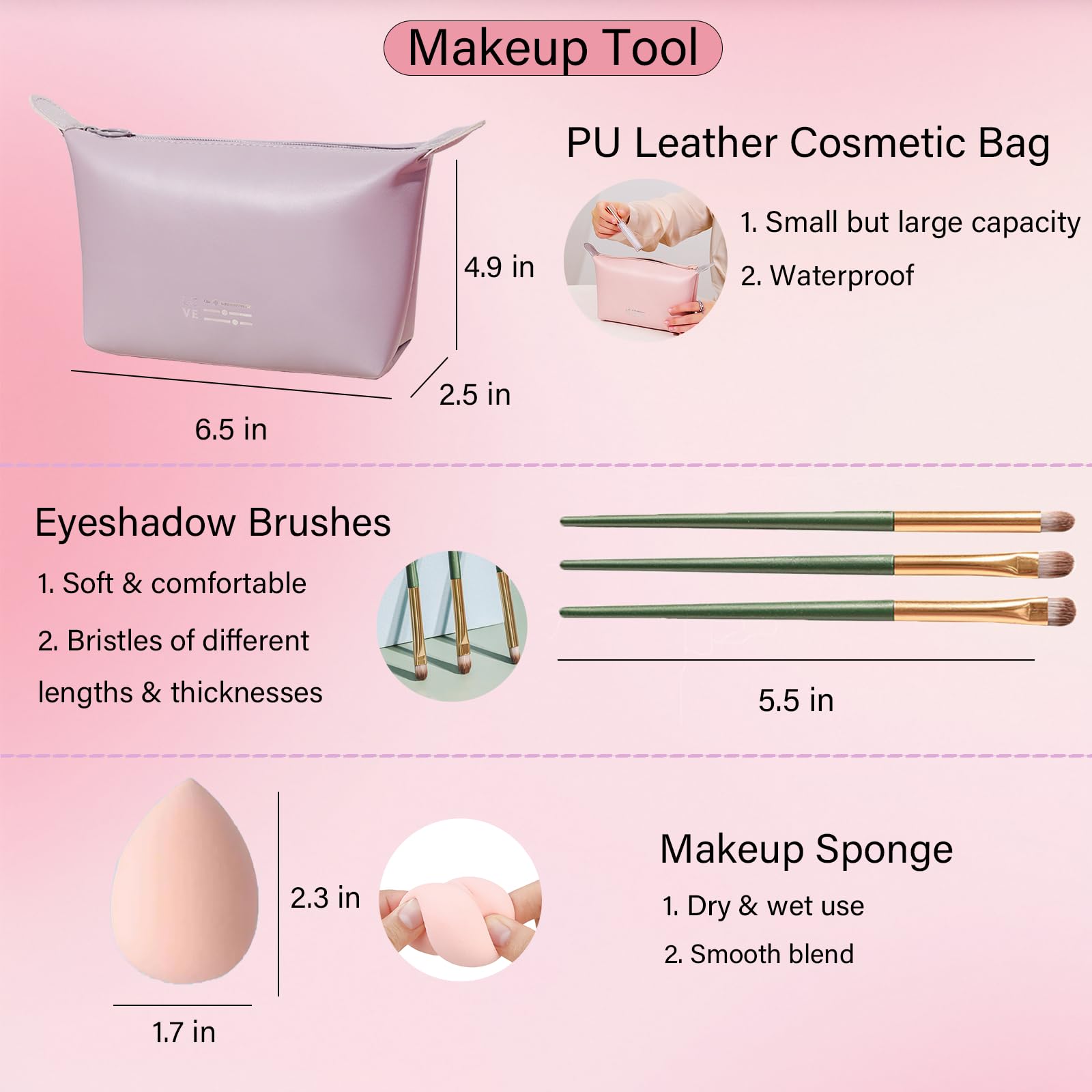 PWYSHXDF neceser de PU cuero para organizar maquillaje en viajes.