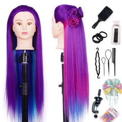 Pykisfp Cabeza de entrenamiento 26-28 pulgadas para practicar peinados con pelo sintético.