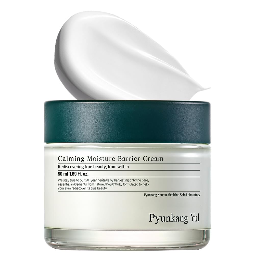 Pyunkang Yul PKY crema calma barrera, textura suave e hidratación duradera.