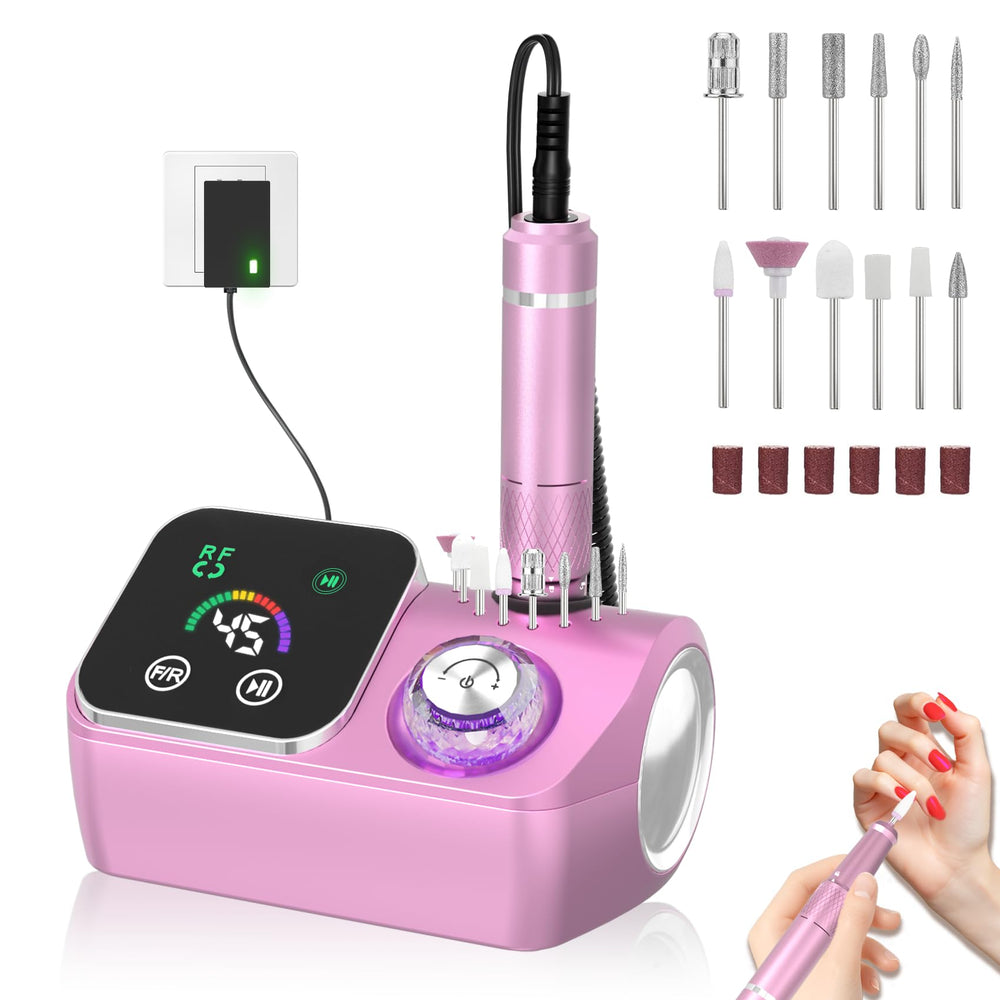 Lima eléctrica PYVOLA profesional 45000 rpm para limar uñas con precisión.