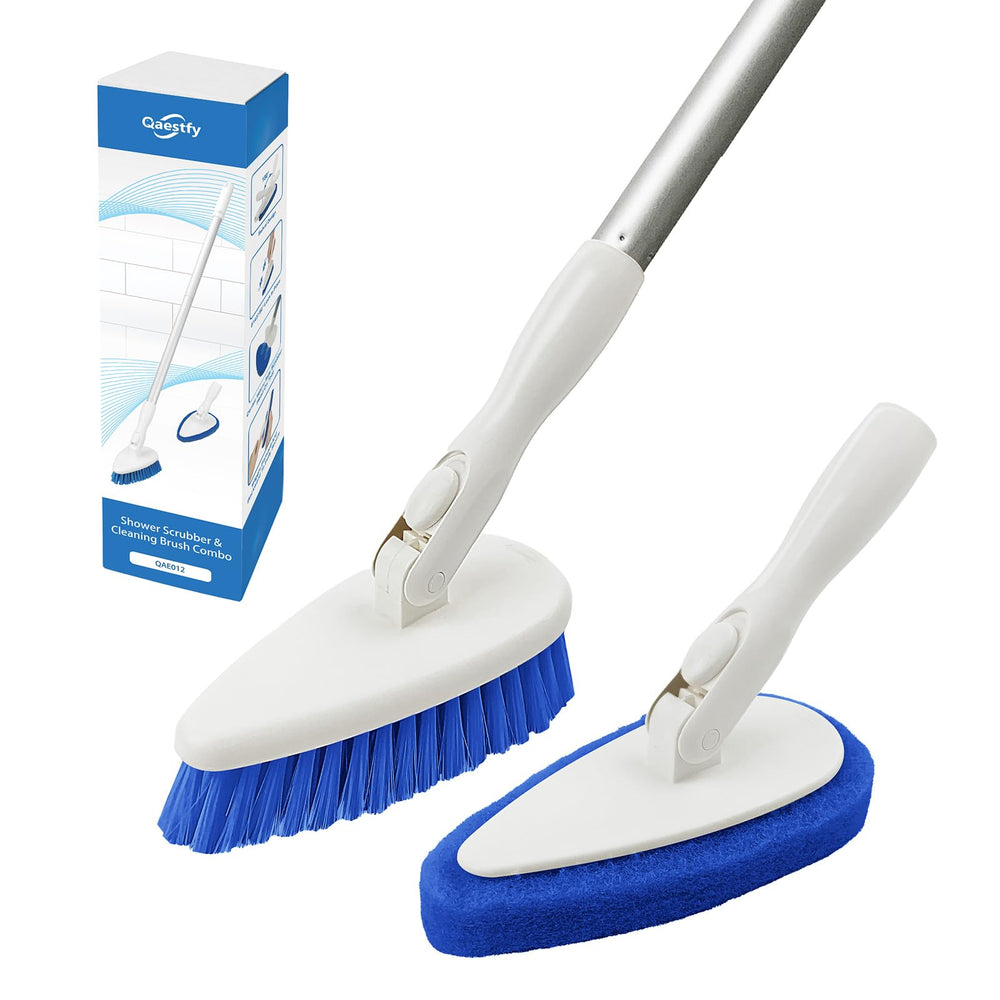 Qaestfy cepillo limpiador para ducha con mango ajustable facilita limpiar lavabos amplios