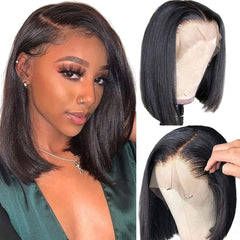 Qangelabeauty Bob Wig 13x4 lace front view shows natural parting and fullness.