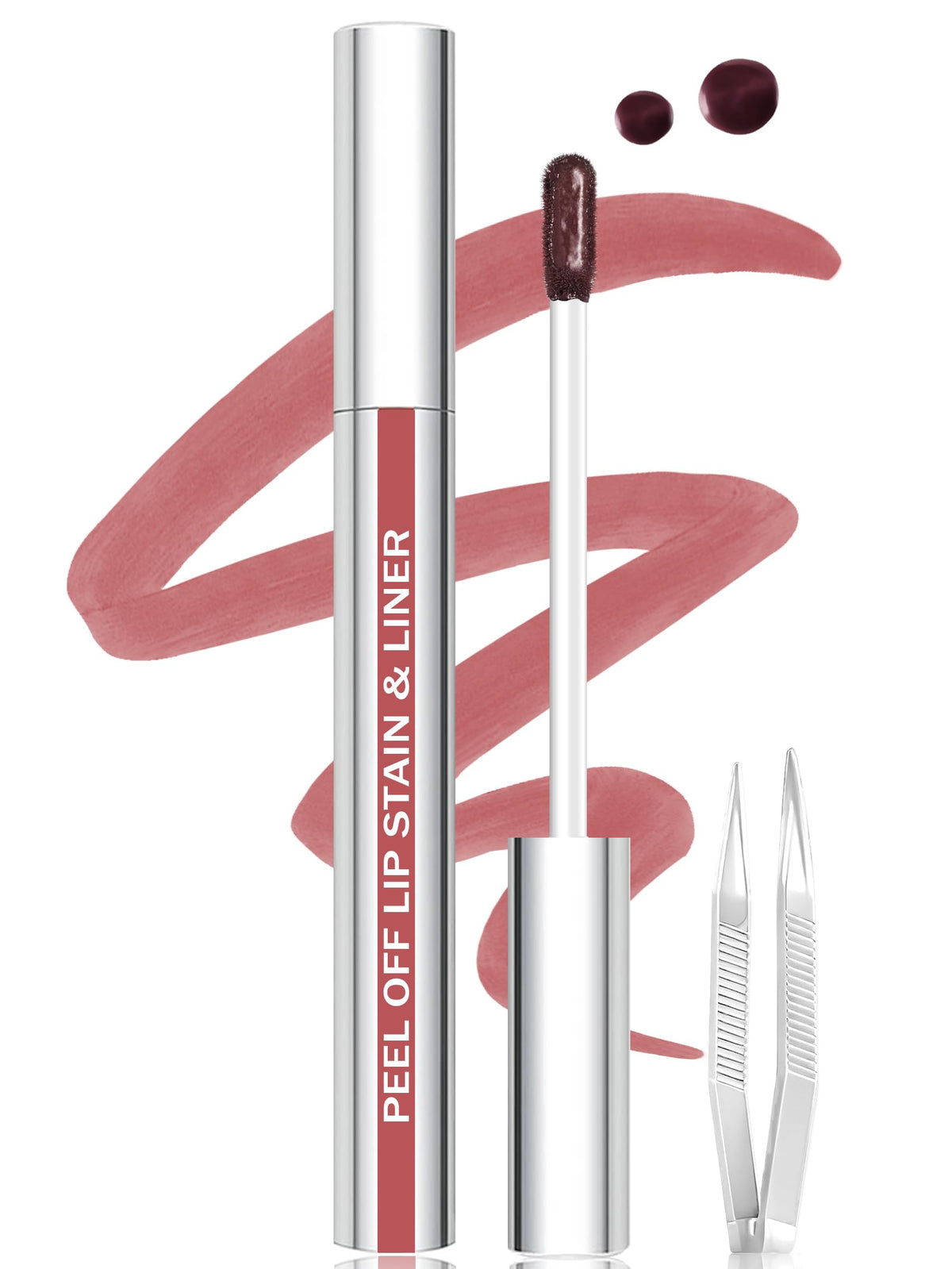QCMME Lip Stain Despegable con delineador y pinza para un contorno preciso.