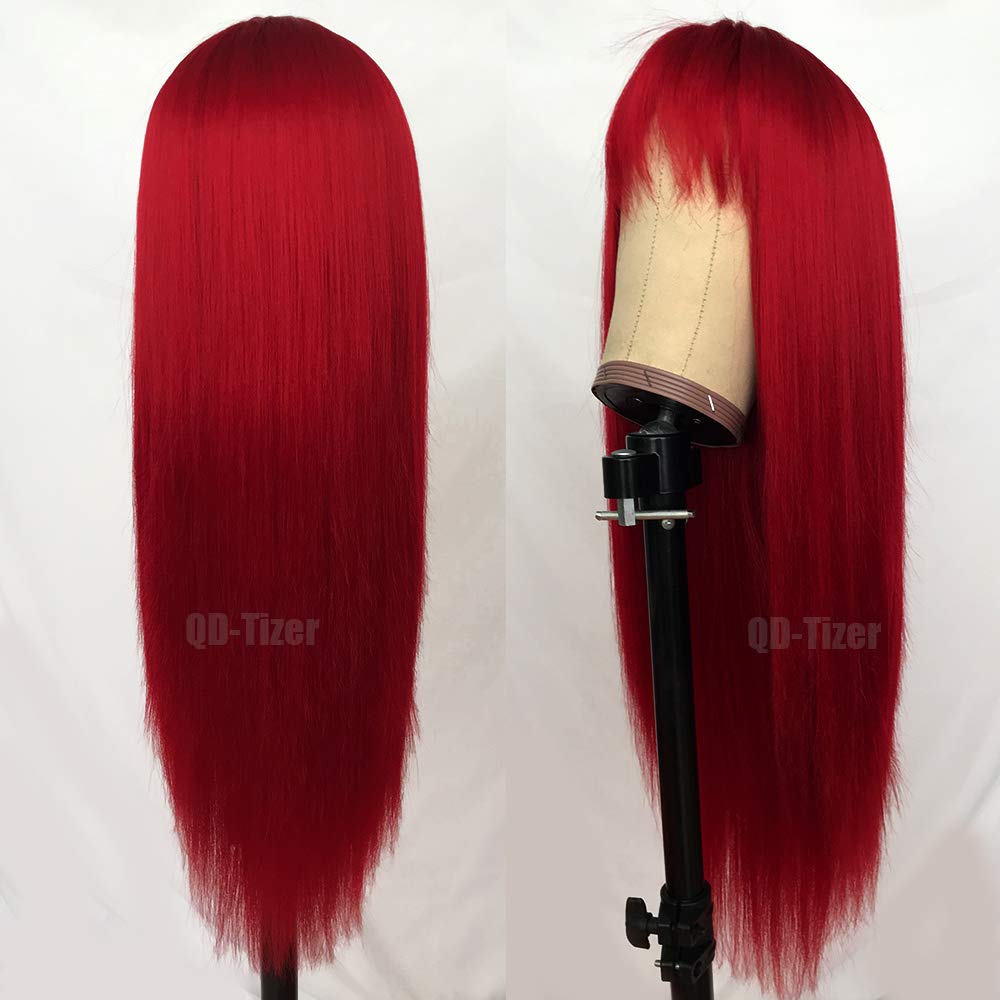 qd-tizer wig colección natural brasiliana rojo, aspecto suave y natural para eventos