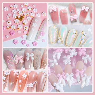 Qdsuh flor blanca 3D para uñas, aporta brillo y volumen.