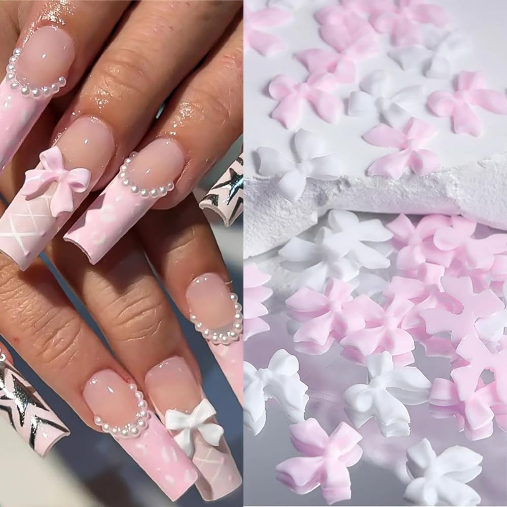 Qdsuh lazo blanco para uñas, aporta elegancia suave.
