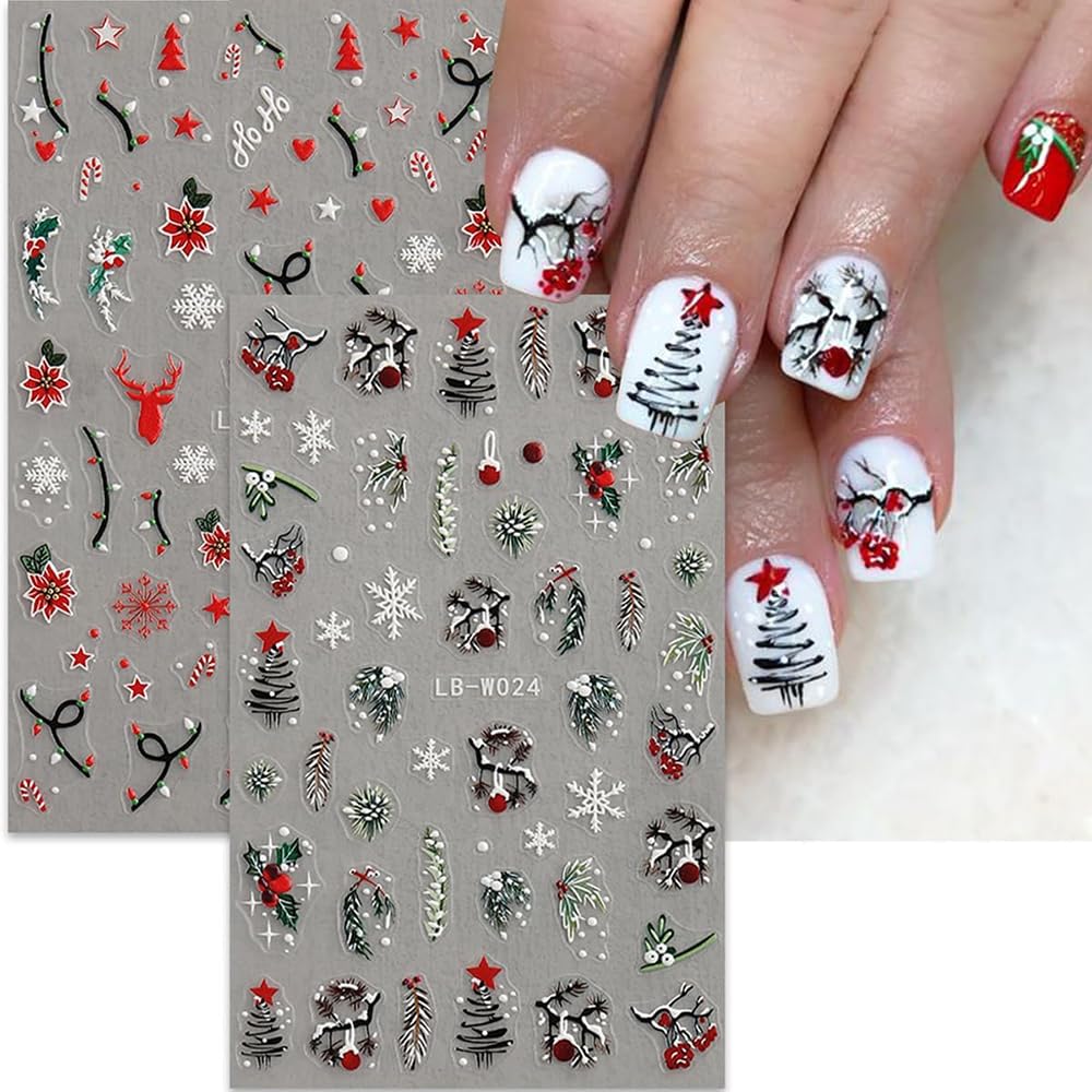 Qdsuh stickers uñas navideñas copos de nieve, aportan brillo sutil para cualquier ocasión.