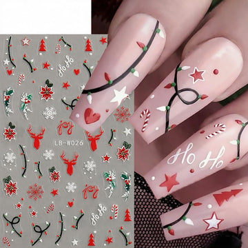 Qdsuh stickers uñas navideñas renos, toque lúdico para celebraciones.
