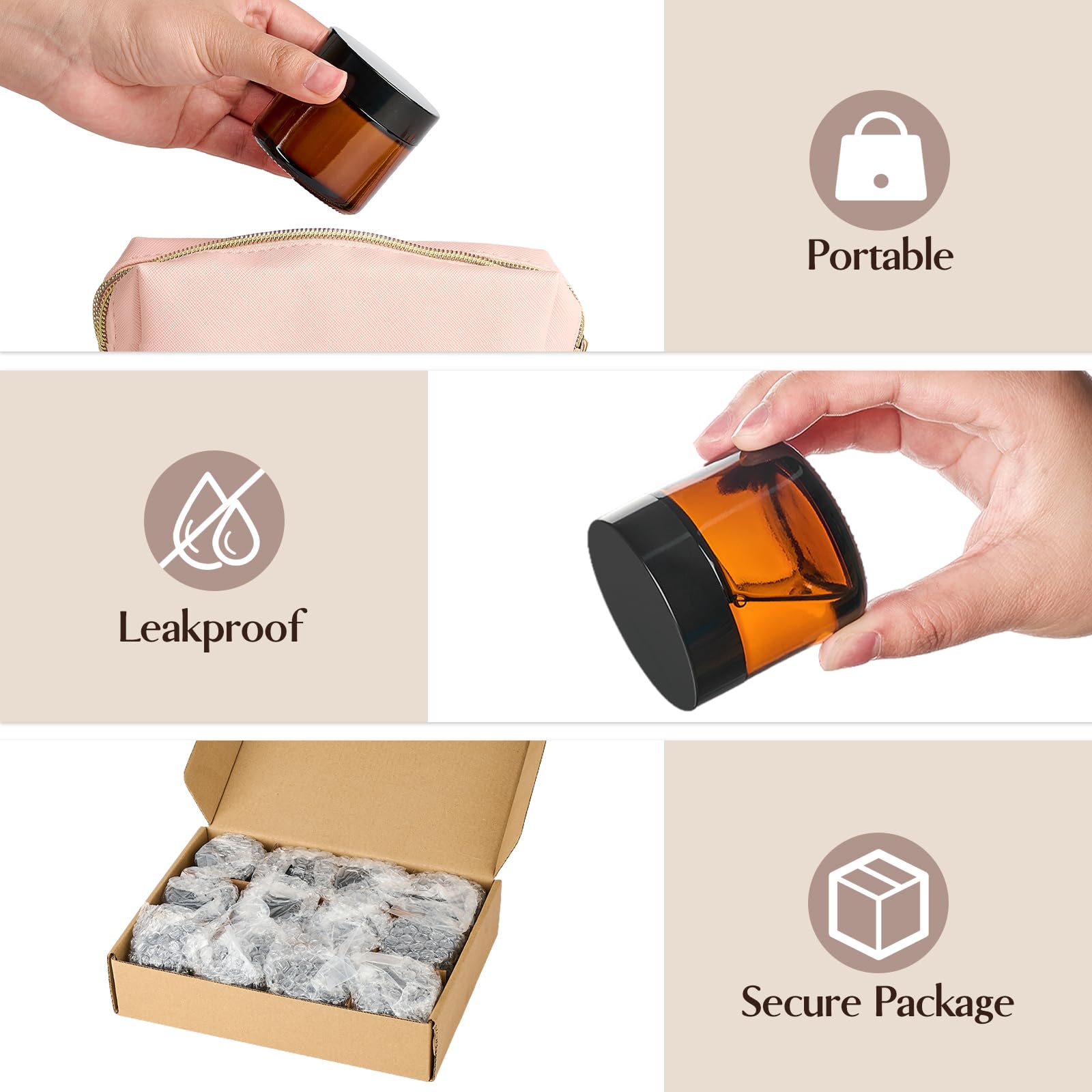 Vidrio grueso Qeirudu 2oz, duradero y reutilizable para cosméticos.