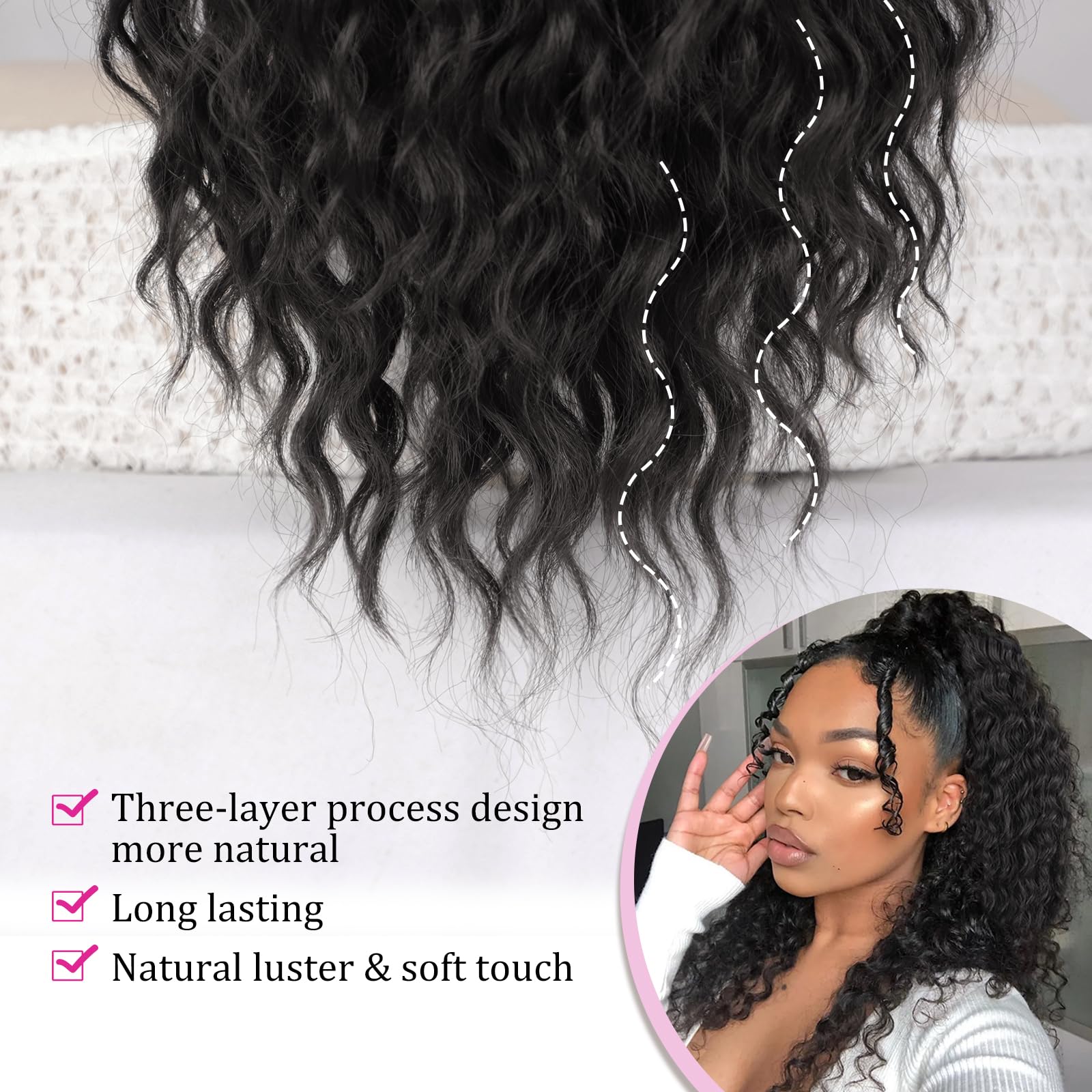 QGZ Easy-wear ponytail allows quick transformations.