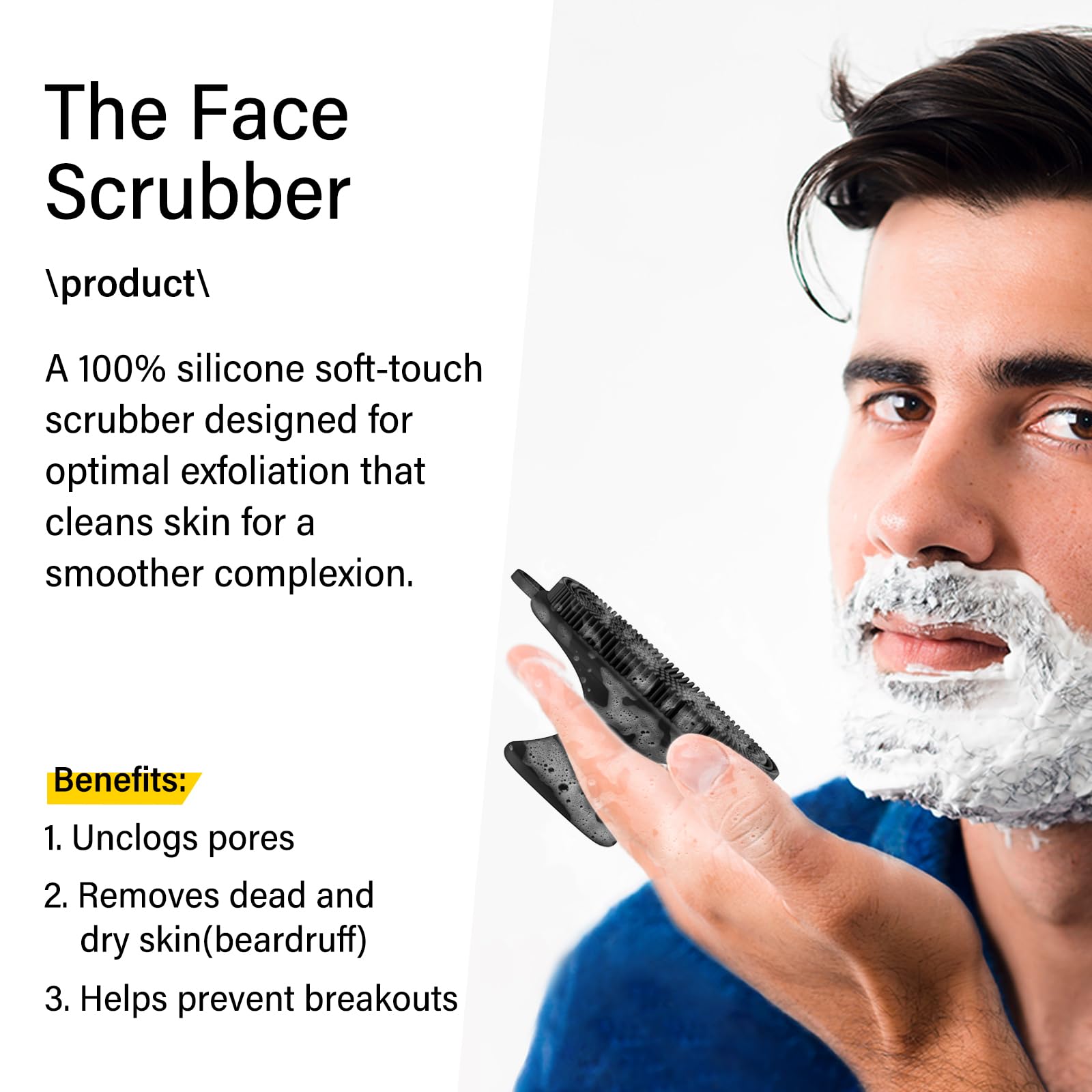 Cepillo facial de silicona QiaKeoo primer plano cerdas suaves exfoliación delicada.