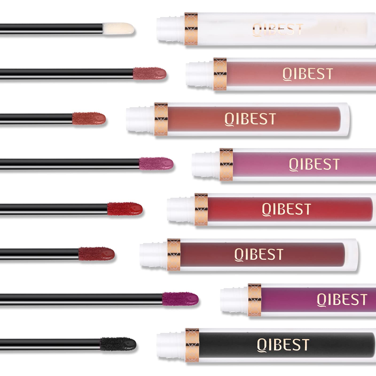 QiBest labial resistente al agua con brillo duradero