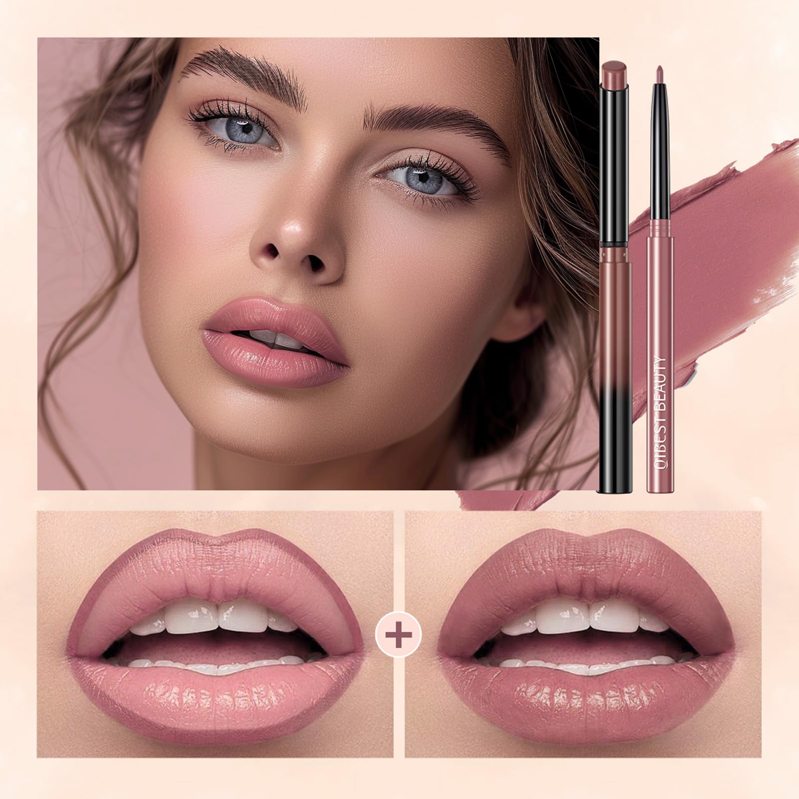 QiBest empaque compacto elegante, ideal para retoques en cualquier lugar.
