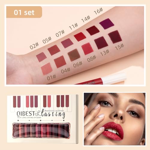 QiBest set labios mate, aplicación suave para un look natural y duradero.
