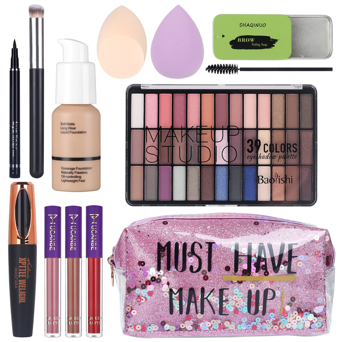 QiBest paleta de sombras, 39 colores neutros y ahumados para looks versátiles.