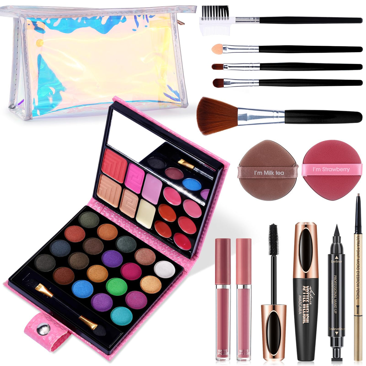 QiBest Set de Maquillaje: paleta 32 colores para looks versátiles.